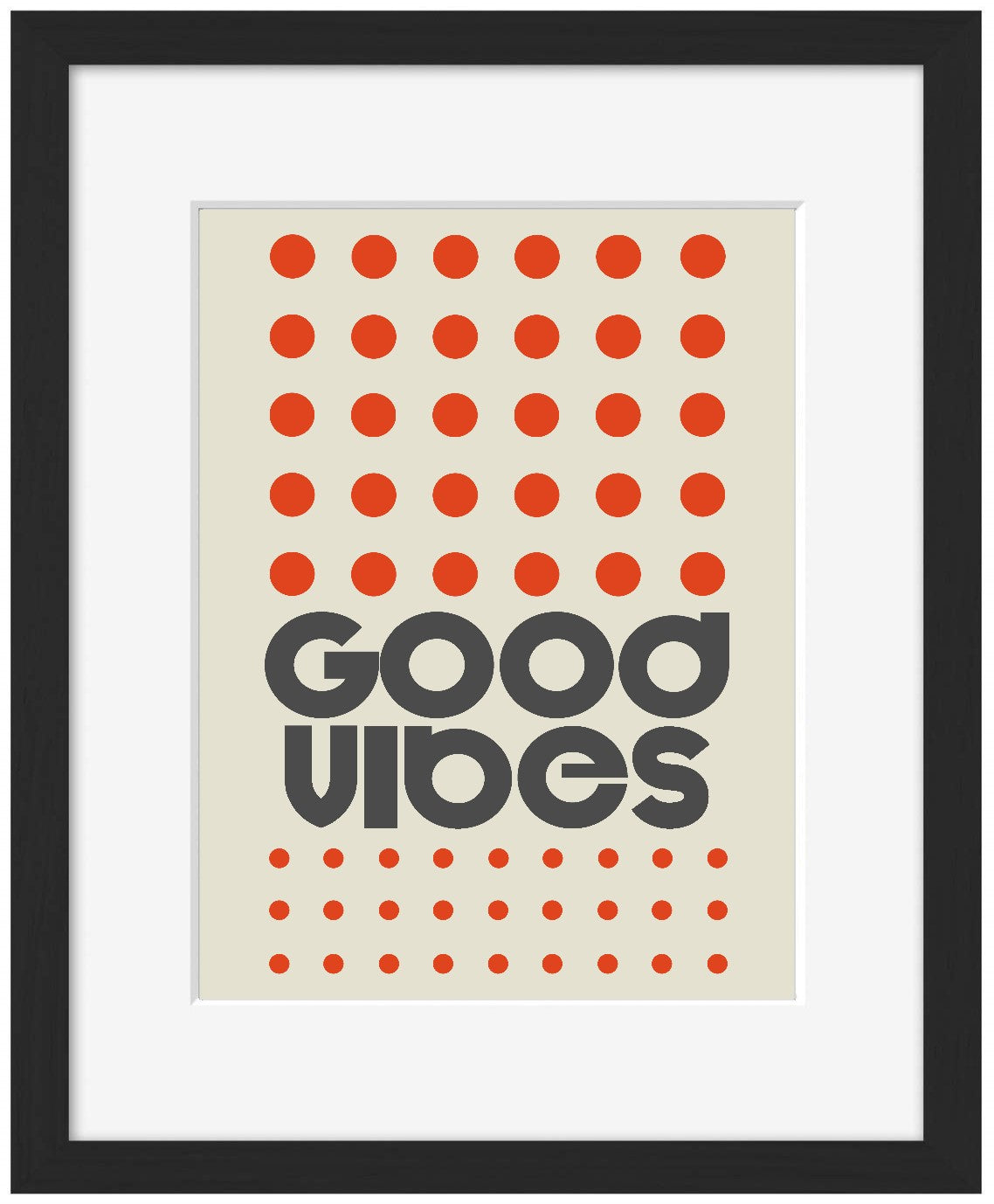 Good Vibes Dots-frances-collett, print-Framed Print-30 x 40 cm-BLUE SHAKER