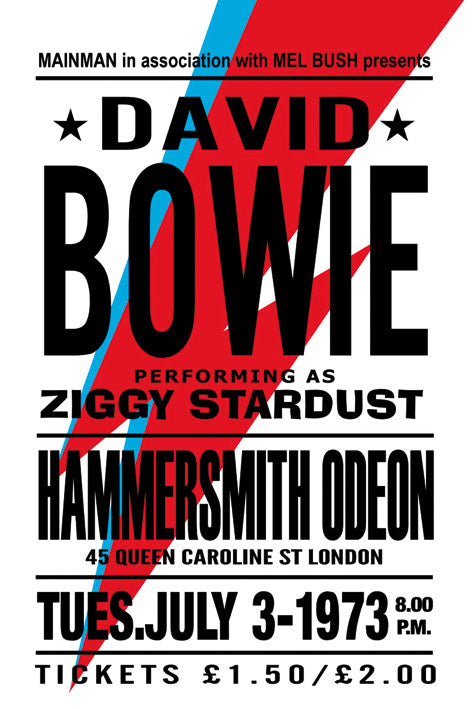 David Bowie-concerts, print-Print-30 x 40 cm-BLUE SHAKER