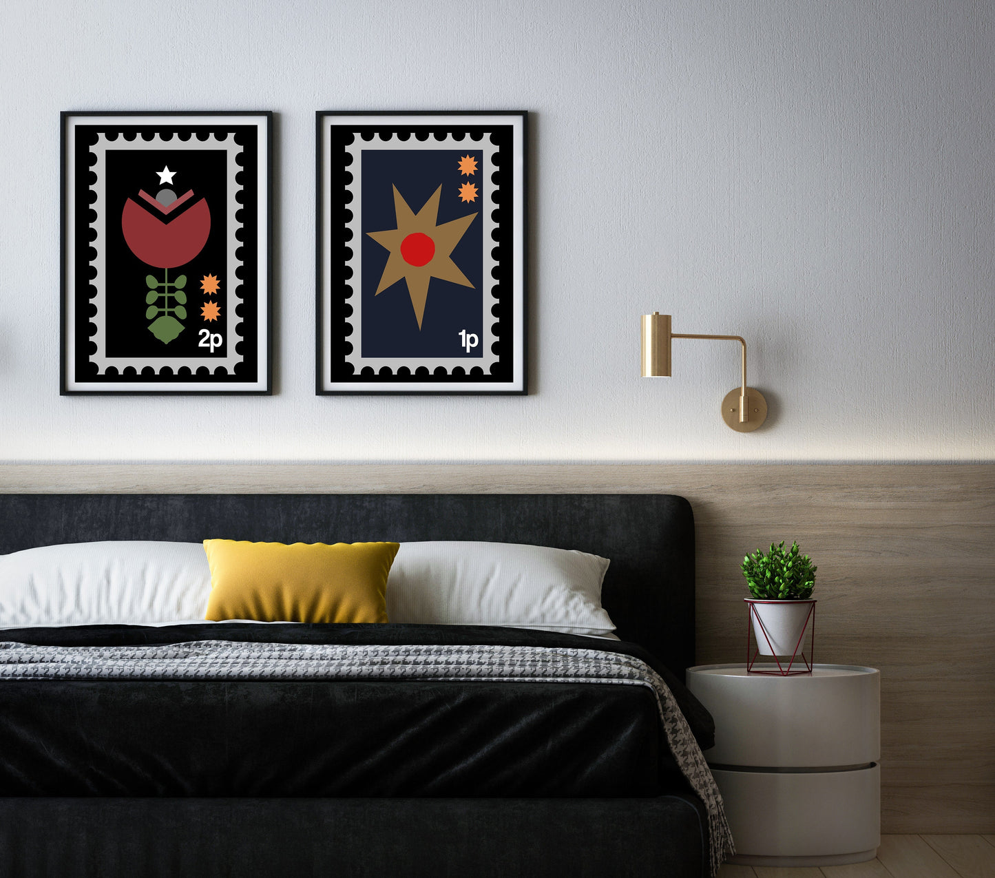 Folk Stamp Star-frances-collett, print-BLUE SHAKER