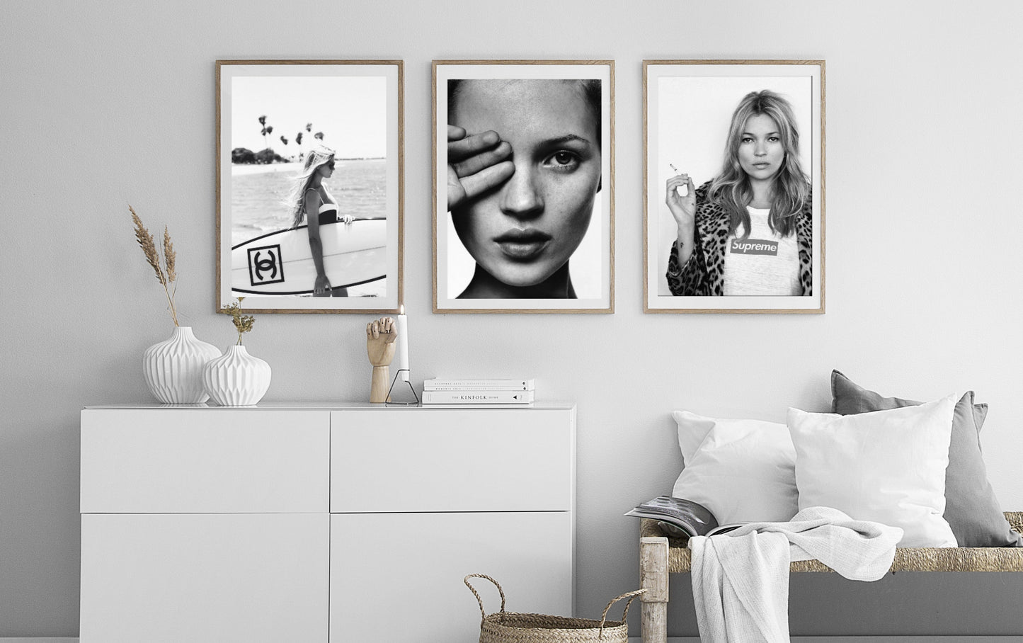 Kate Moss Supreme-bw-portrait, print-BLUE SHAKER