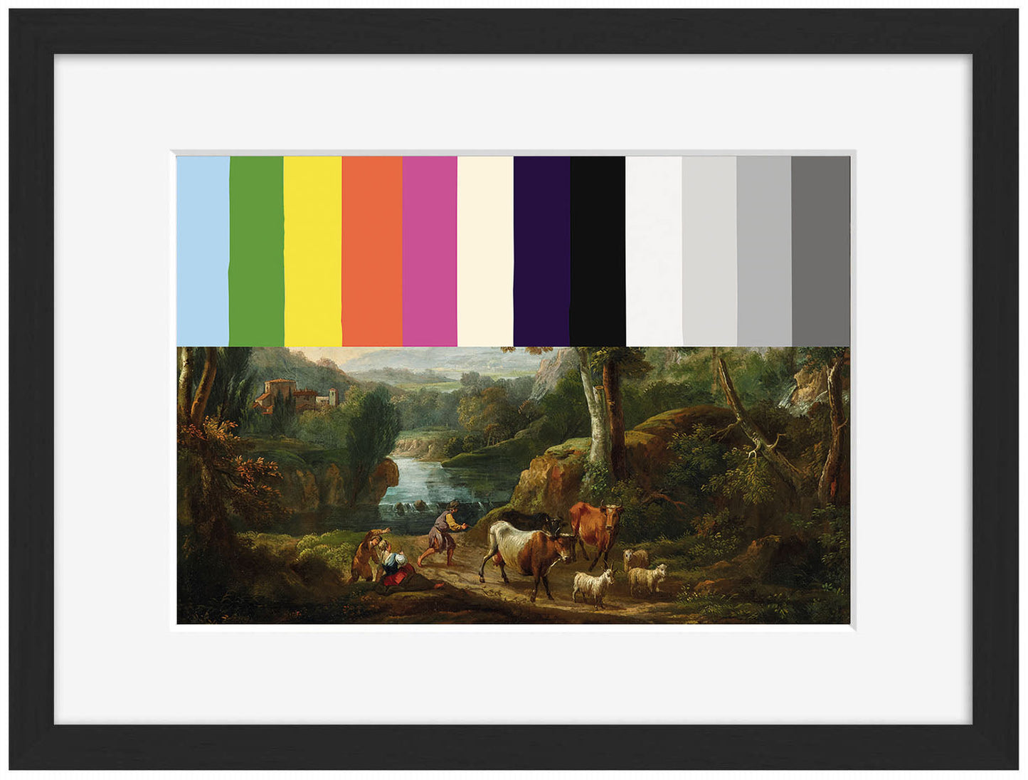 Paint Drips-historical, print-Framed Print-30 x 40 cm-BLUE SHAKER