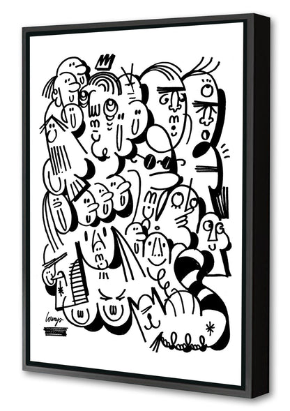 Black and White 1-lounys, print-Canvas Print with Box Frame-40 x 60 cm-BLUE SHAKER