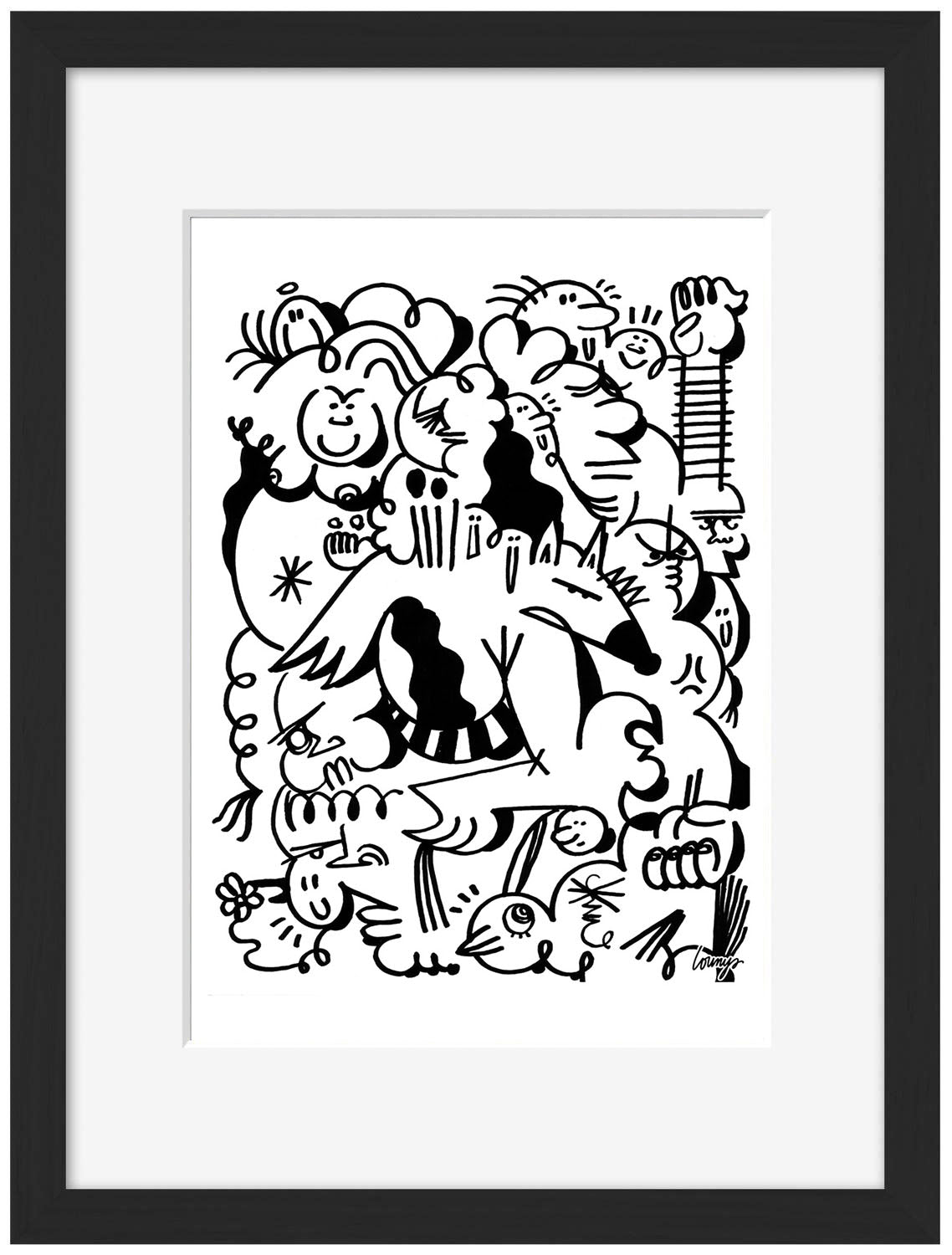 Black and White 2-lounys, print-Framed Print-30 x 40 cm-BLUE SHAKER