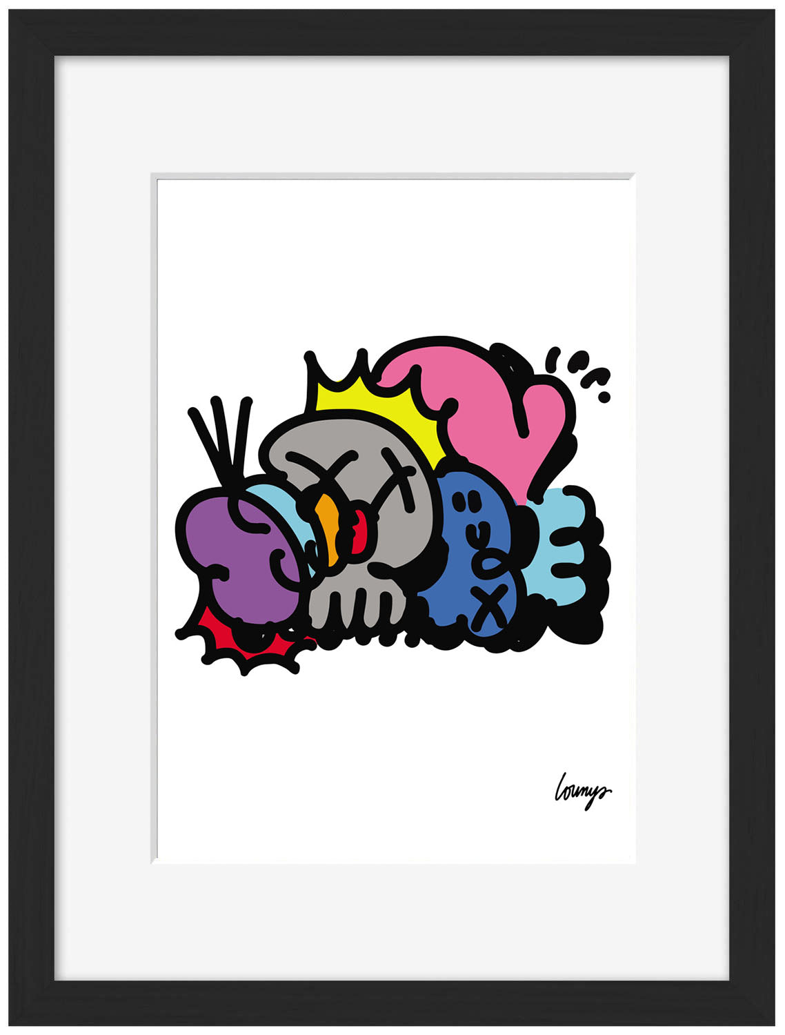 Head 1-lounys, print-Framed Print-30 x 40 cm-BLUE SHAKER