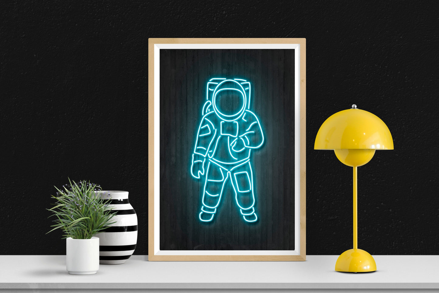 Astronaut-neon-art, print-BLUE SHAKER