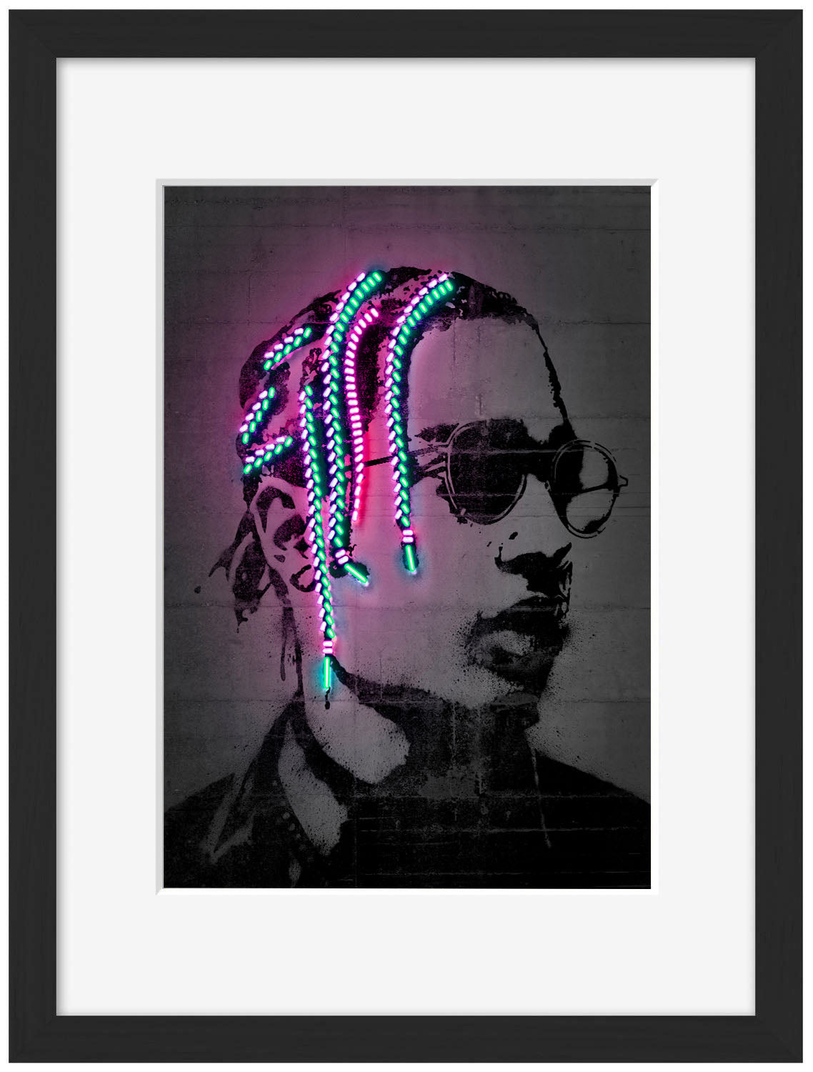 Asap-neon-art, print-Framed Print-30 x 40 cm-BLUE SHAKER