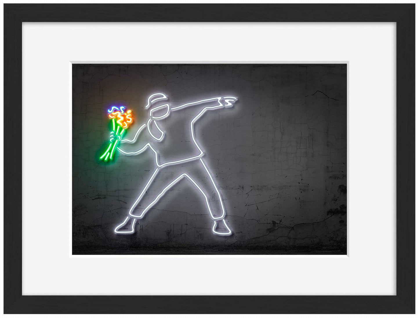 Huligan-neon-art, print-Framed Print-30 x 40 cm-BLUE SHAKER
