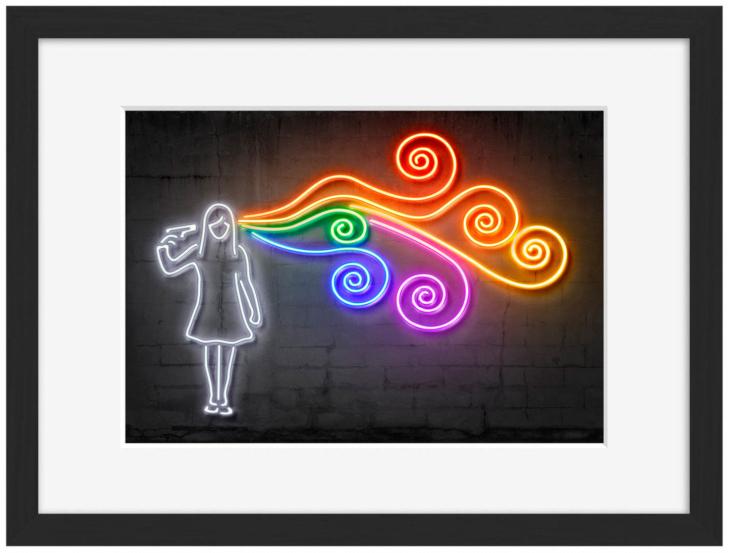 The Dark Side of Mind-neon-art, print-Framed Print-30 x 40 cm-BLUE SHAKER