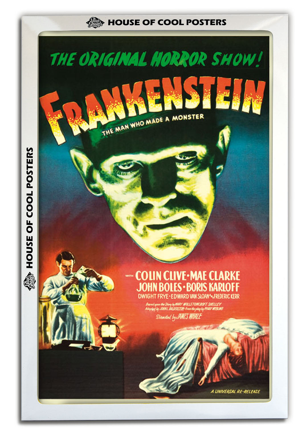 Frankenstein-movies, print-BLUE SHAKER