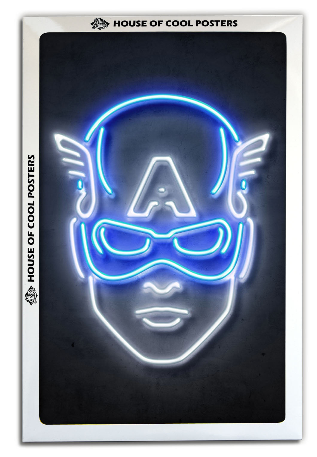 Captain America-neon-art, print-BLUE SHAKER