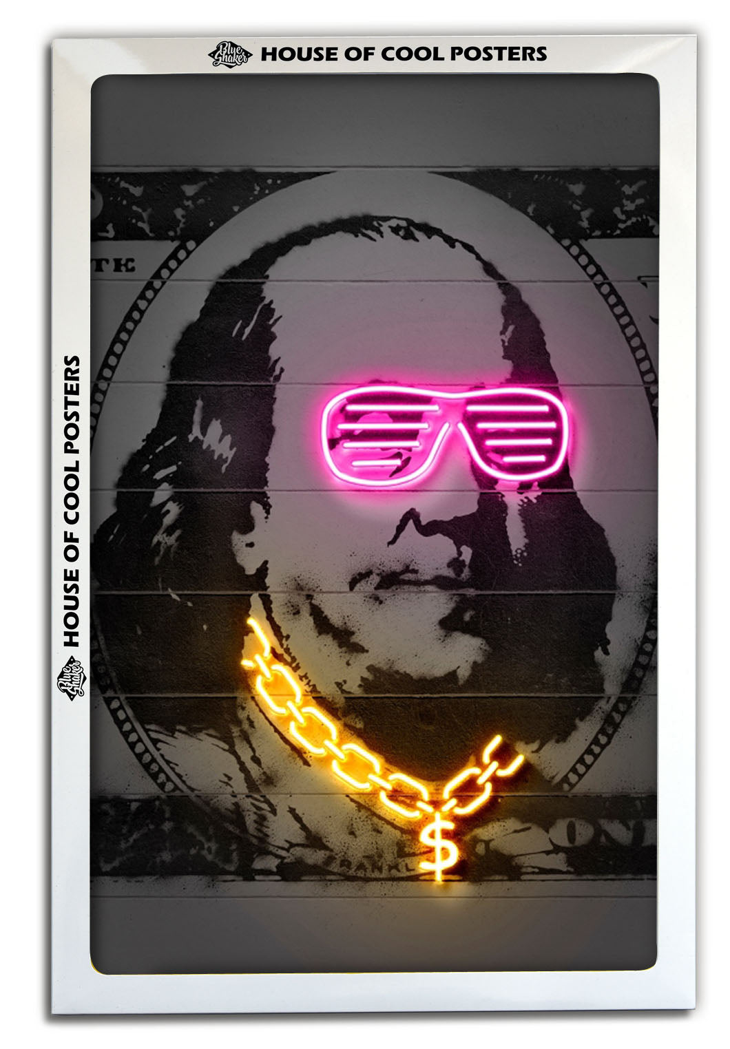 Franklin-neon-art, print-BLUE SHAKER