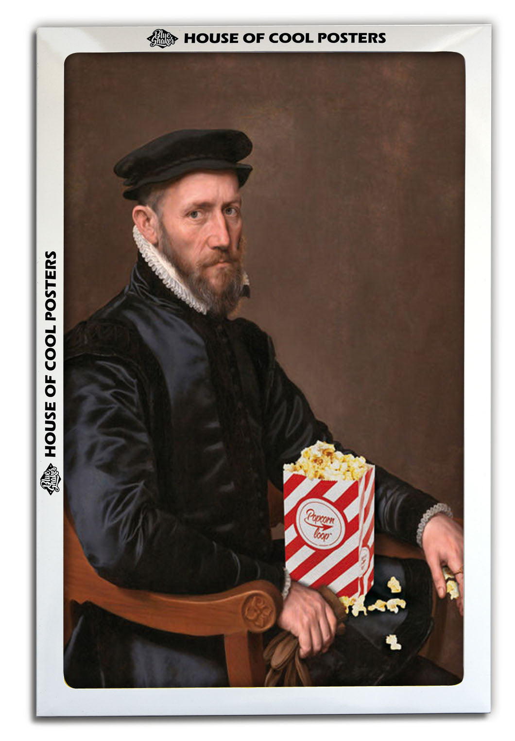 Pop Corn-historical, print-BLUE SHAKER
