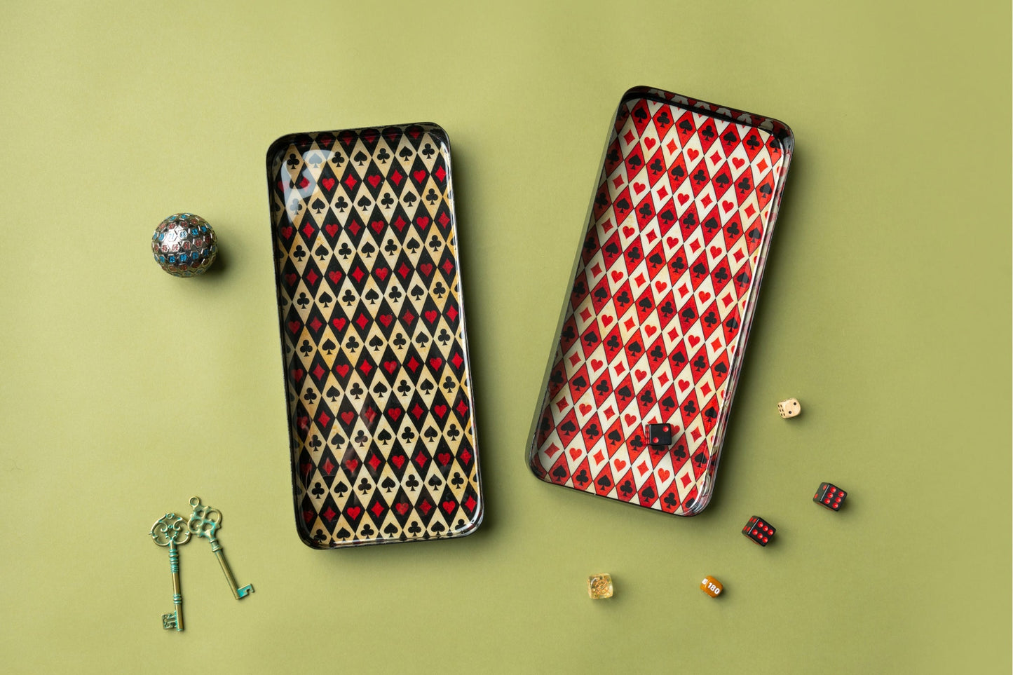 Metal Tray - Playing Cards Black - 13 x 29 cm