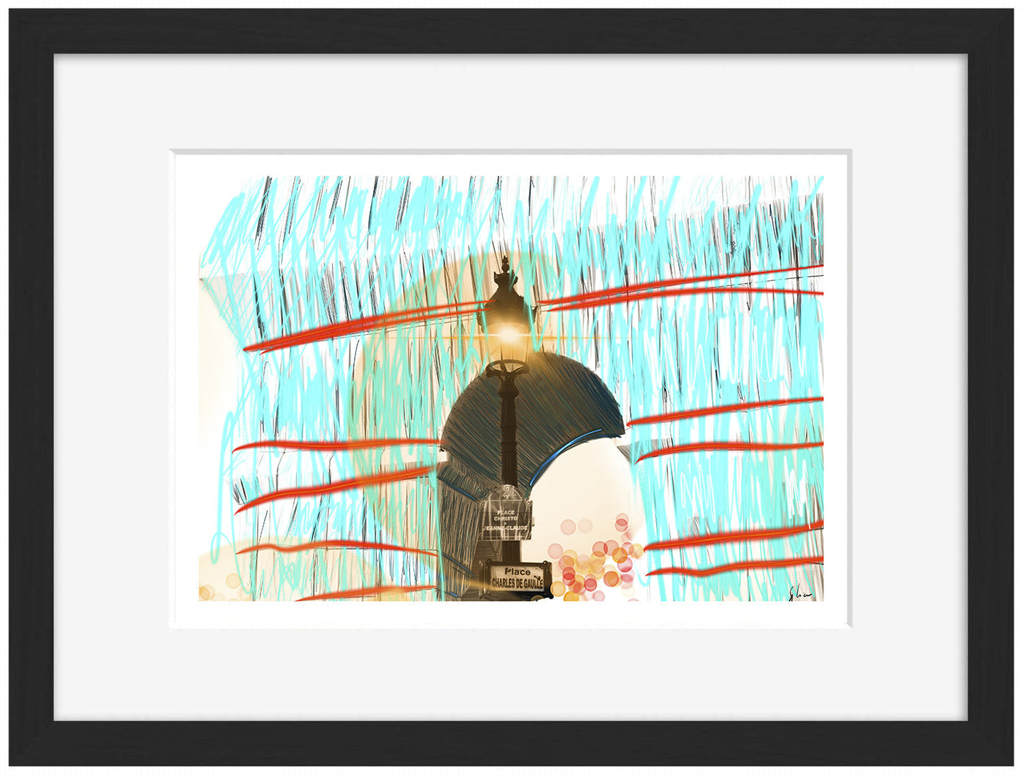 L’Arc de Jeanne & Christo Paris-print, sophia-rein-Framed Print-30 x 40 cm-BLUE SHAKER