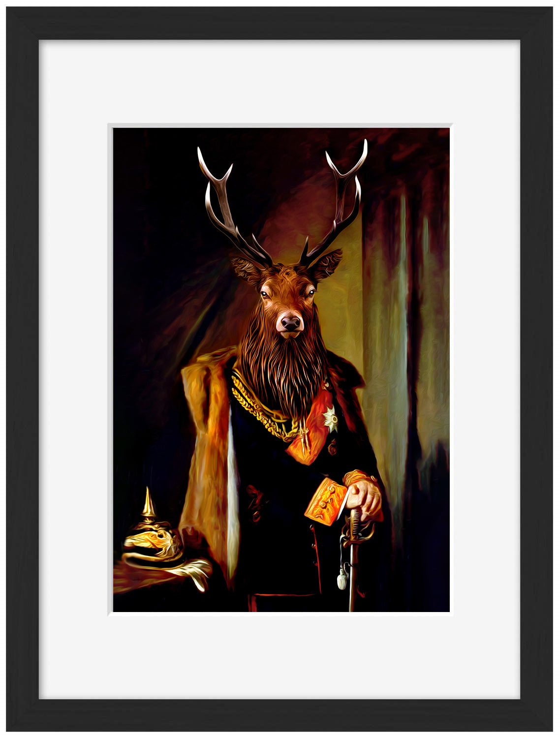 Stag-print, tein-lucasson-Framed Print-30 x 40 cm-BLUE SHAKER