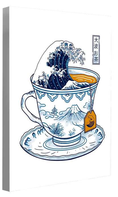 Great Kanagawa Tea-print, vincent-trinidad-Canvas Print - 20 mm Frame-50 x 75 cm-BLUE SHAKER