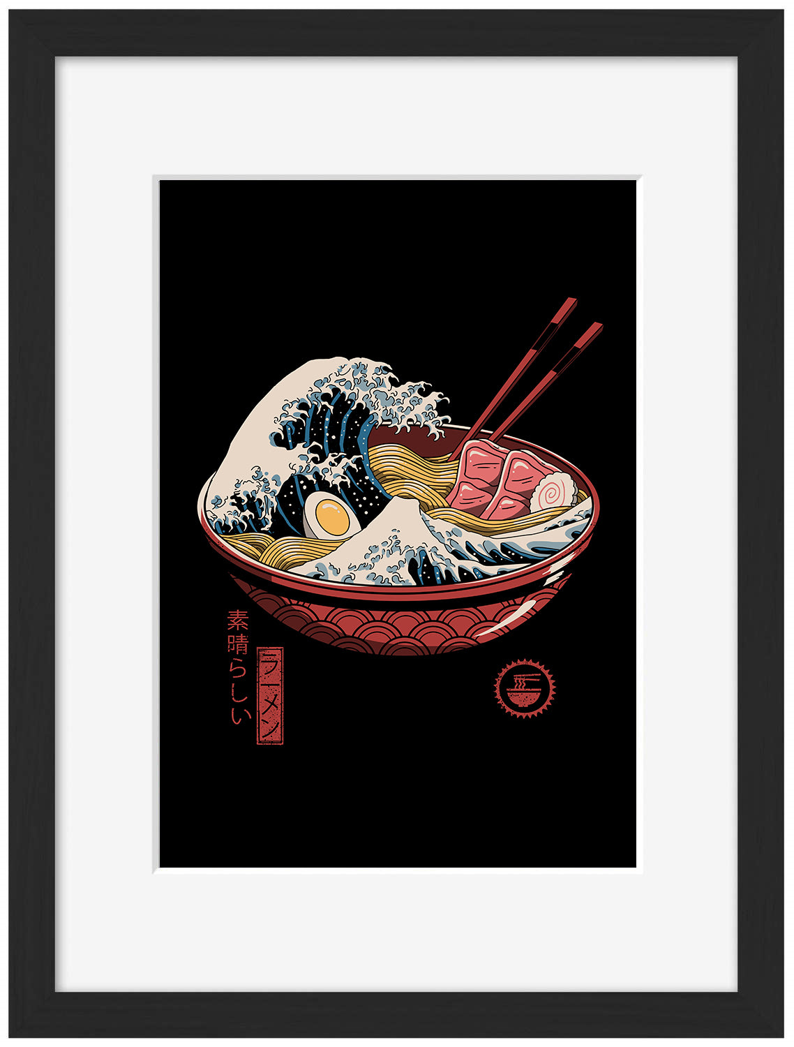 Great Ramen Wave-print, vincent-trinidad-Framed Print-30 x 40 cm-BLUE SHAKER