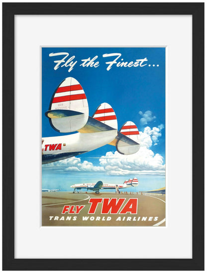 Fly TWA-airlines, print-Framed Print-30 x 40 cm-BLUE SHAKER