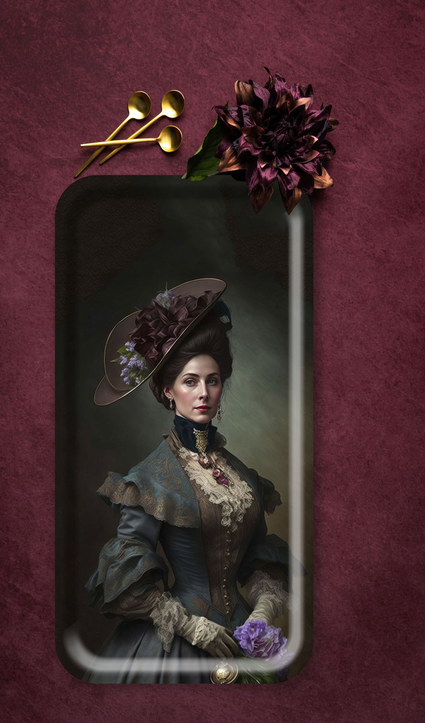 Wooden Tray - British portrait ADELAIDE - 43x22 cm