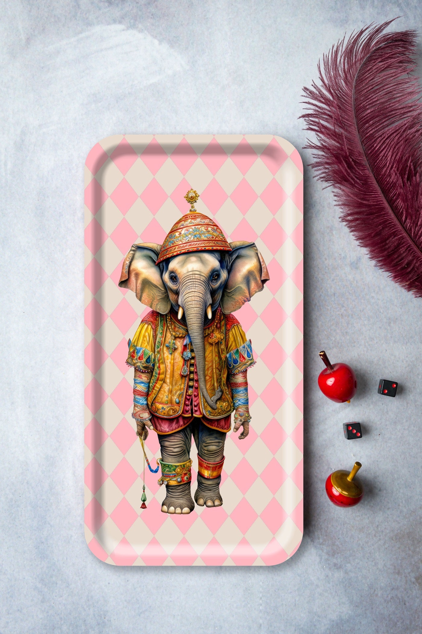 Rectangular Tray - Circus Elephant Pink - 43x22 cm