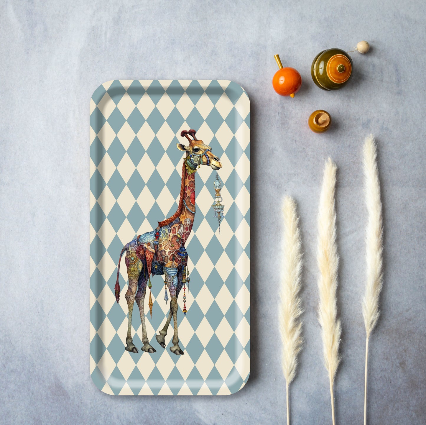 Wooden Tray - Circus Giraffe Blue - 43x22 cm