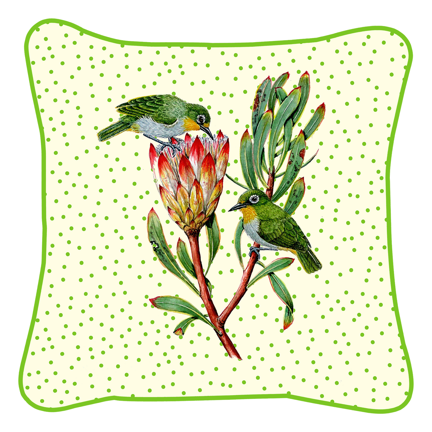 Coussins -  Green Dots Birds