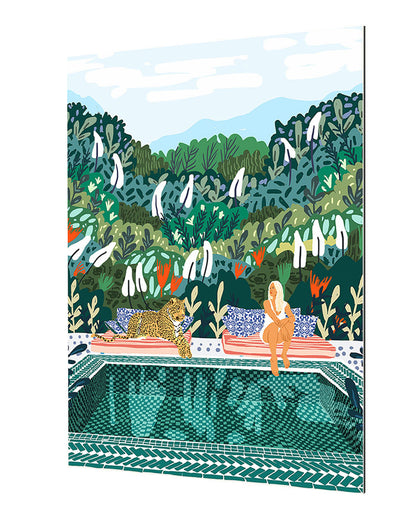 83 Oranges -  Woman And Leopard At Swimming Pool