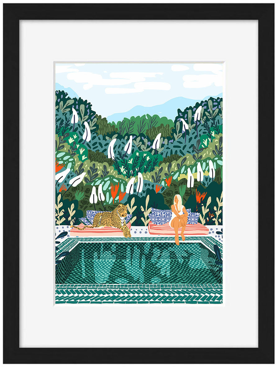 83 Oranges -  Woman And Leopard At Swimming Pool