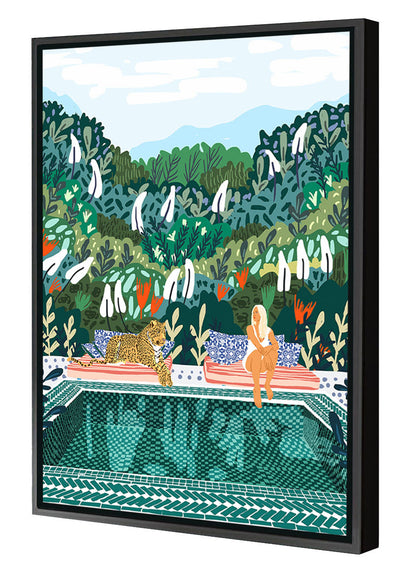 83 Oranges -  Woman And Leopard At Swimming Pool
