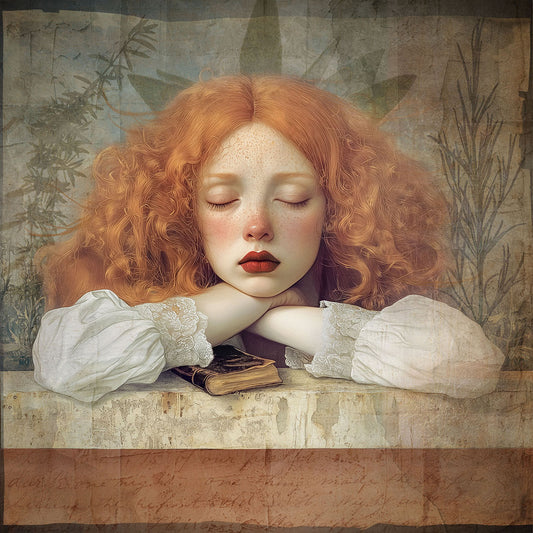 Alisa Williams - Redhead Leaning On Ledge With Book