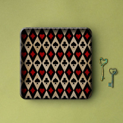 Plateau Métal - Alice cards black - 15 x 15 cm