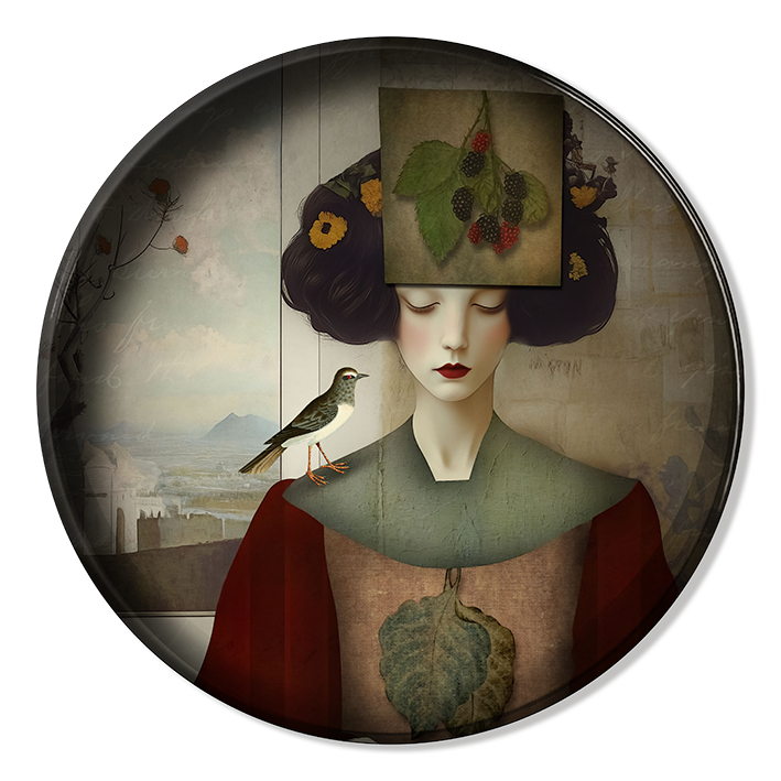 Plateau Métal - Alisa - Bird and Berries  - 30 cm