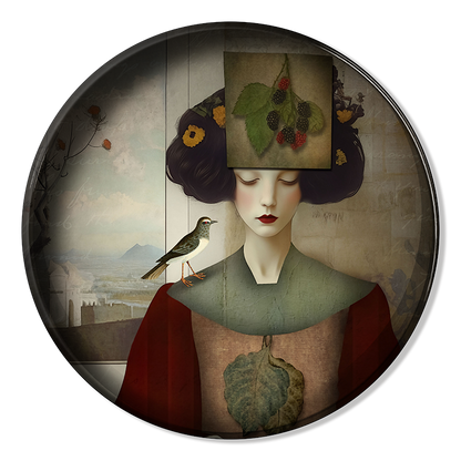 Plateau Métal - Alisa - Bird and Berries  - 30 cm