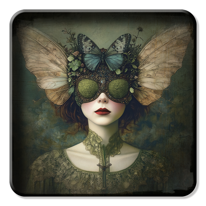 Plateau Métal - Alisa - Butterfly Moss Bee Girl  - 30 x 30 cm