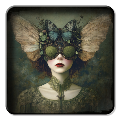 Plateau Métal - Alisa - Butterfly Moss Bee Girl  - 30 x 30 cm