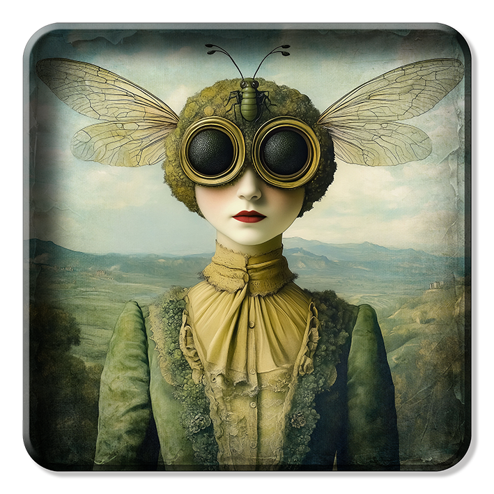 Plateau Métal - Alisa - Moss Bee Girl - 30 x 30 cm