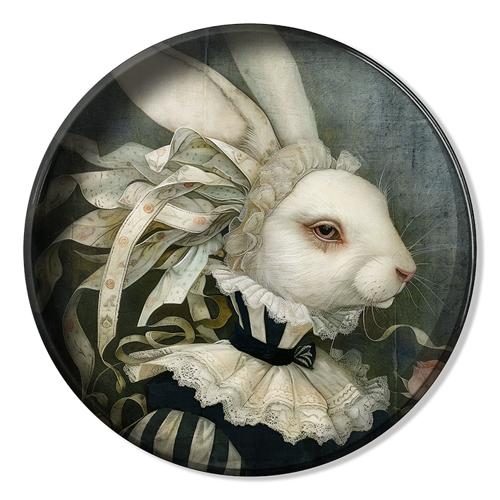 Plateau Métal - Alisa - White Rabbit and Ribbons - 30 cm