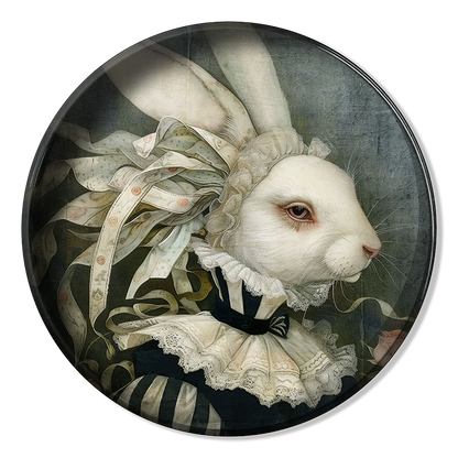 Plateau Métal - Alisa - White Rabbit and Ribbons - 30 cm