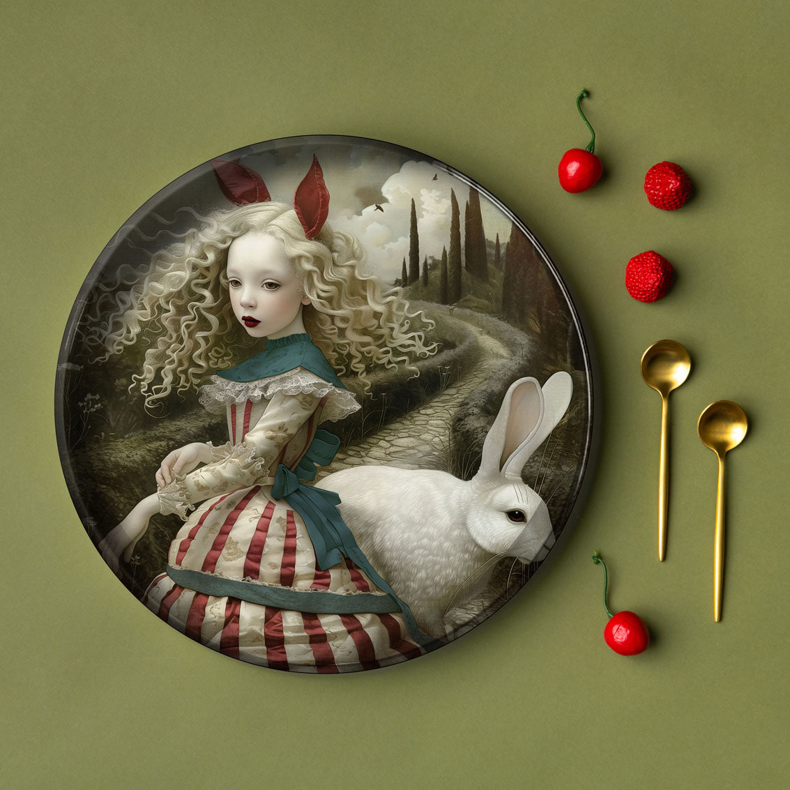 Metal Tray - Alisa - Alice's Rabbit  - 30 cm