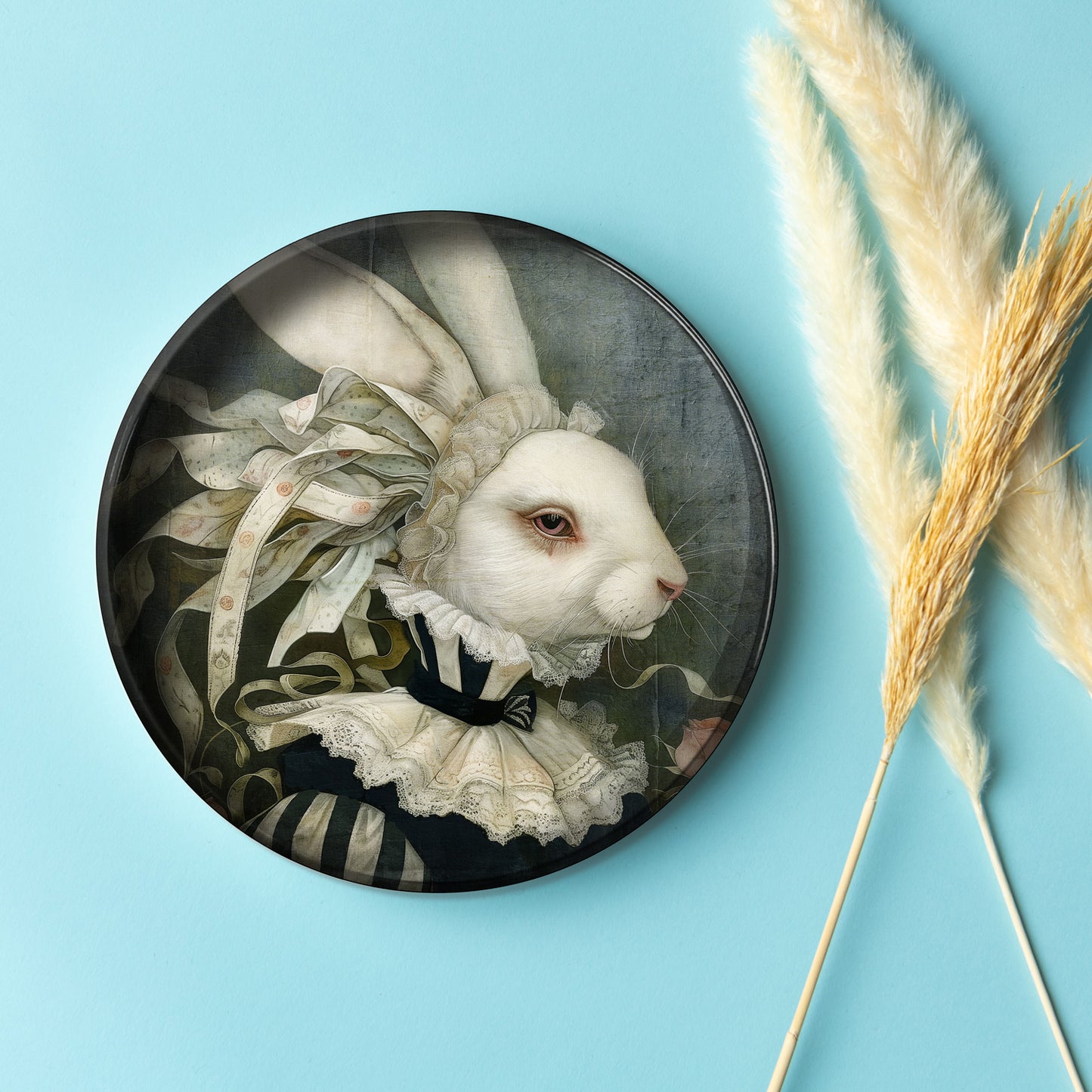 Plateau Métal - Alisa - White Rabbit and Ribbons - 30 cm