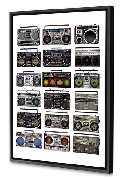 Boombox-concerts, print-Canvas Print with Box Frame-40 x 60 cm-BLUE SHAKER