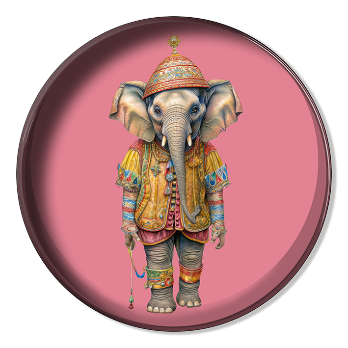 Metal Tray - Circus Elephant Pink - 30 cm