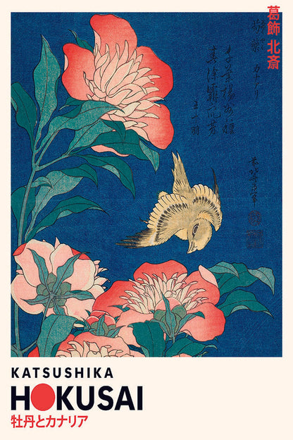 Expositions -  Hokusai - Canary and Peonies