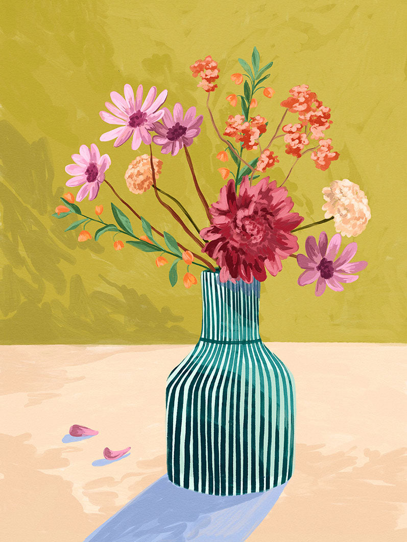 Goed Blauw - Flowers in Vase Green