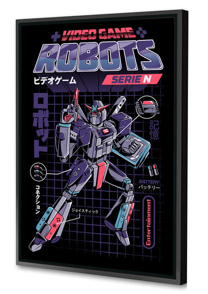 Console Robot N – Black-illustrata, print-Canvas Print with Box Frame-40 x 60 cm-BLUE SHAKER