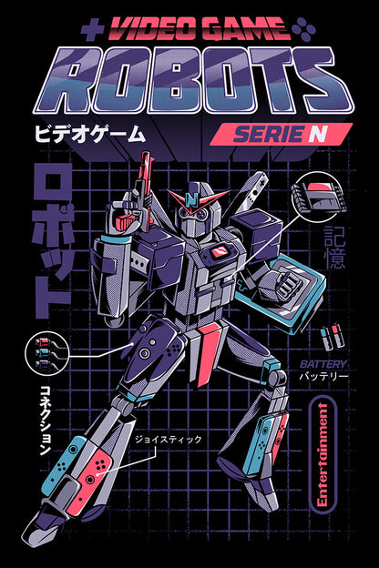 Console Robot N – Black-illustrata, print-Print-30 x 40 cm-BLUE SHAKER