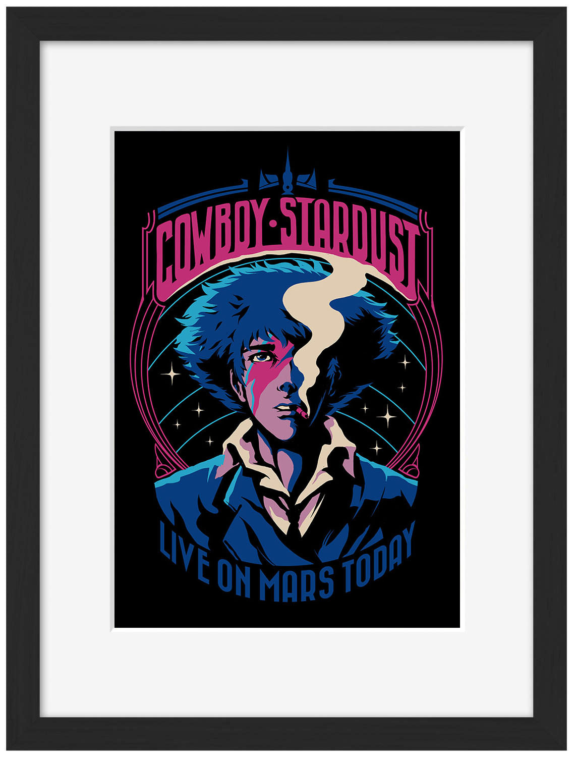 Cowboy Stadust – Black-illustrata, print-Framed Print-30 x 40 cm-BLUE SHAKER