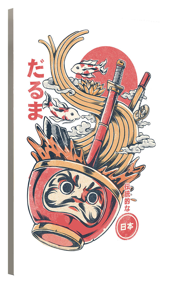 Daruma’s Ramen – Creme-illustrata, print-Canvas Print - 20 mm Frame-50 x 75 cm-BLUE SHAKER