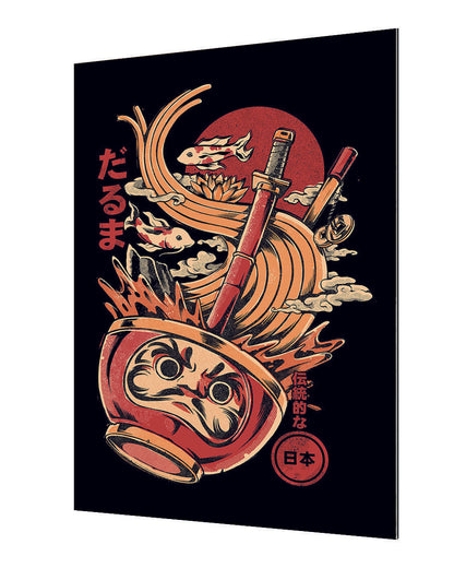 Daruma’s Ramen - Black-illustrata, print-Alu Dibond 3mm-40 x 60 cm-BLUE SHAKER