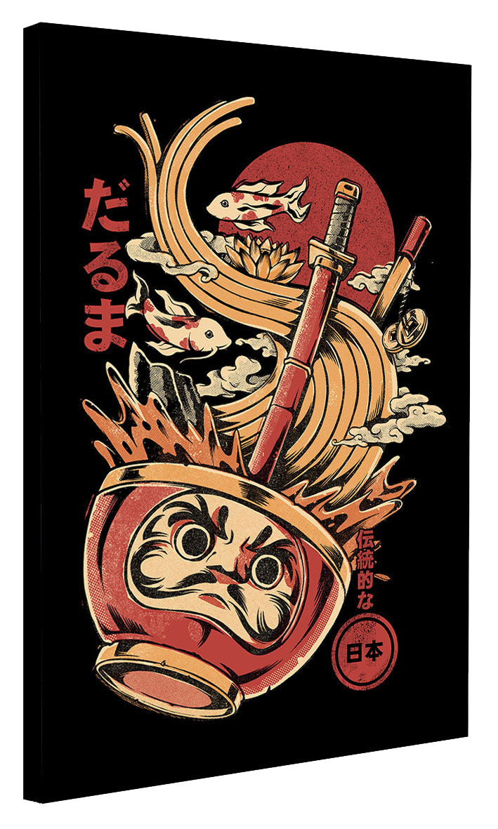 Daruma’s Ramen - Black-illustrata, print-Canvas Print - 20 mm Frame-50 x 75 cm-BLUE SHAKER